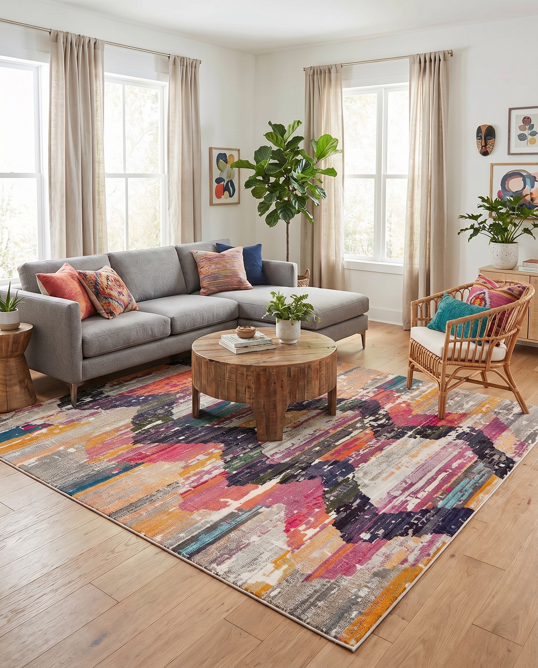 Washable Vivid Square Rug