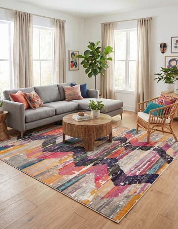 Washable Vivid Square Rug