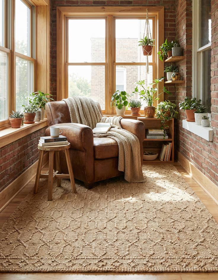 Detail image of  5' 3 x 8'  Hand Woven Larsa Jute Rug