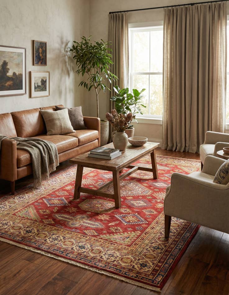 Detail image of 5' 7 x 8'  Hand Knotted Kazak Oriental Rug