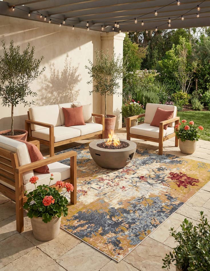 Detail image of 10' x 10'  Washable Modern Indoor / Outdoor Square Rug