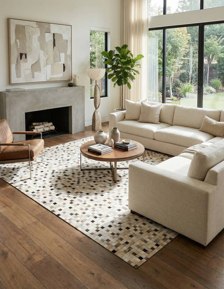 Detail image of 8' 1 x 9' 11 Cowhide Stocks Rug