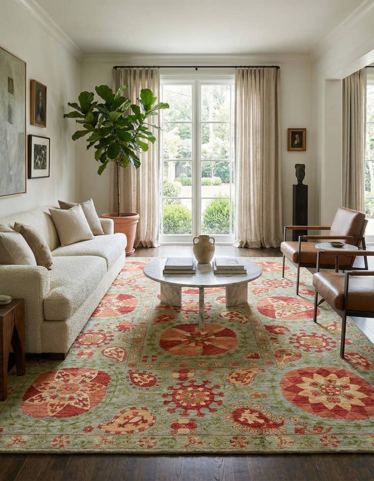 Detail image of 6' 8 x 8' 11  Hand Knotted Ariana Ziegler Oriental Rug