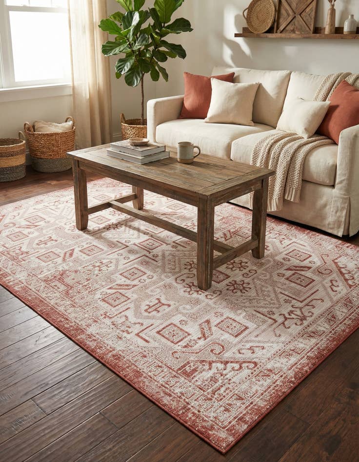 Detail image of 5' 3 x 8' Easy-Clean Aztec Indoor / Outdoor Rug