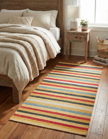 3' 2 x 6' 6 Hand Woven Kilim Maymana Wool Runner Rug