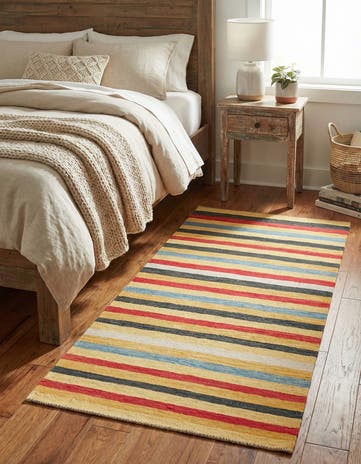 3' 2 x 6' 6 Hand Woven Kilim Maymana Wool Runner Rug