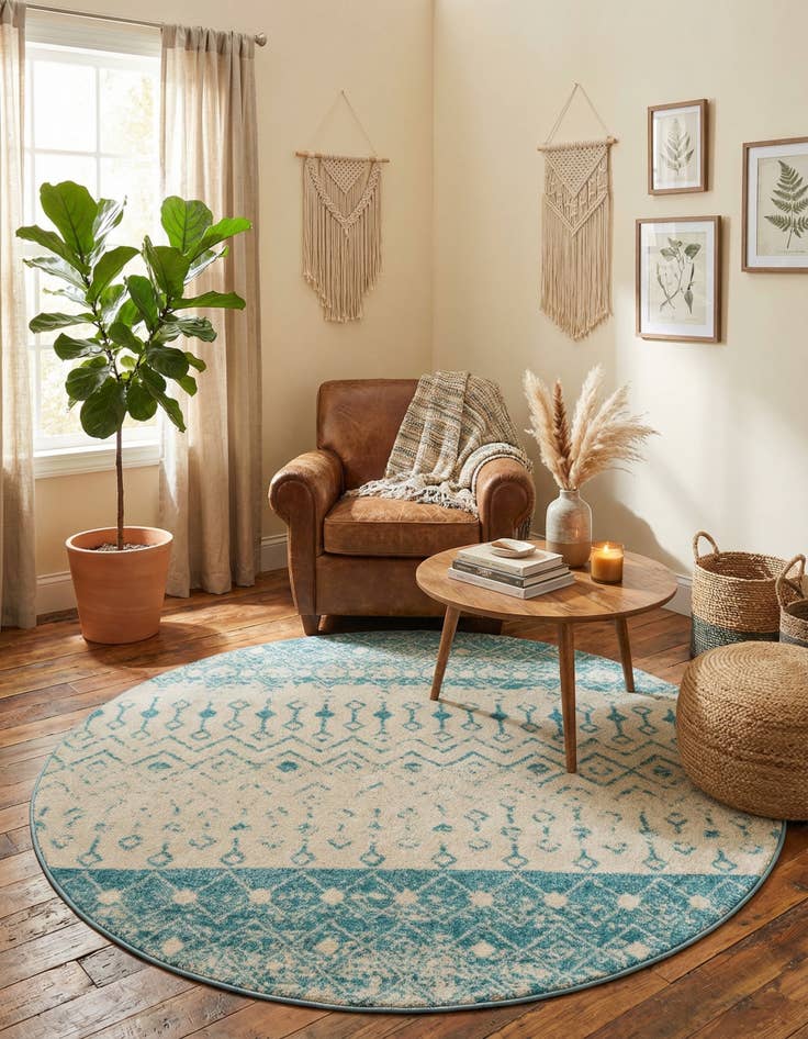 Detail image of  6' x 6' Moroccan Trellis Round Rug