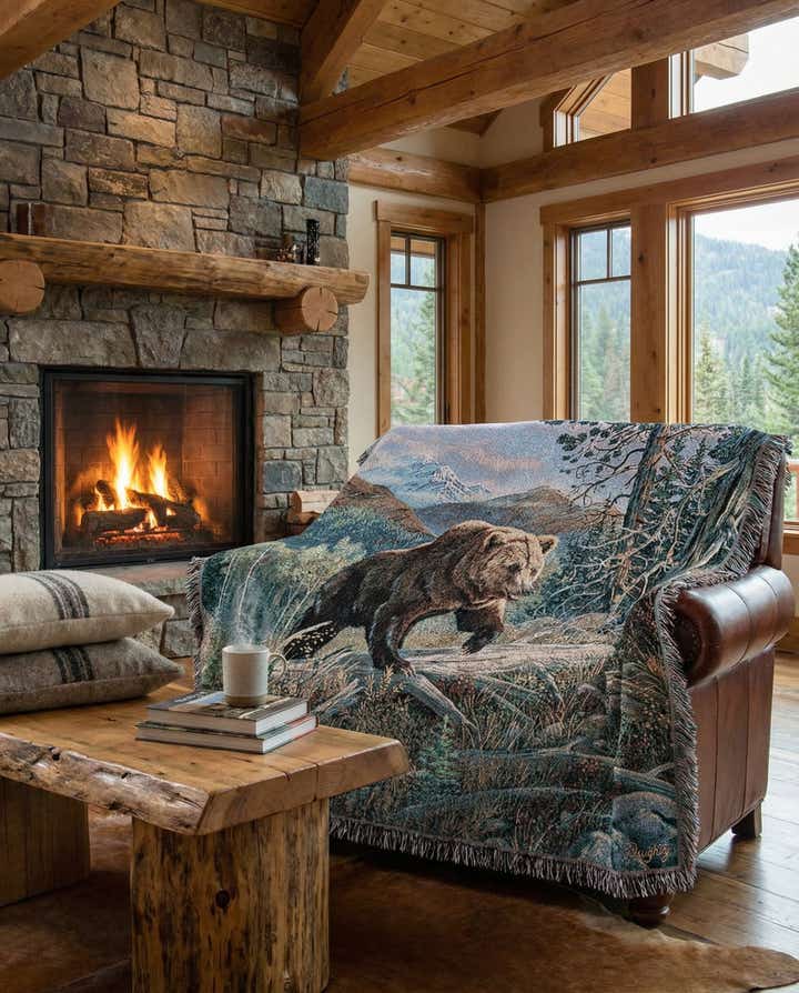 4' 6 x 6' Over The Top Brown Bear Throw Blanket