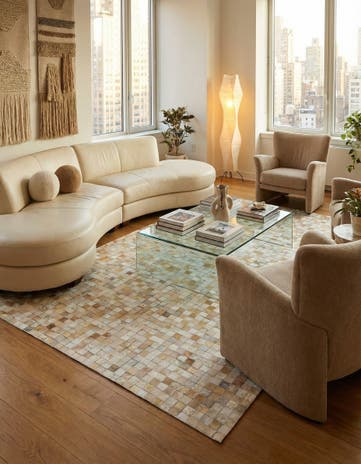 5' x 8' 1 Cowhide Leather Rug