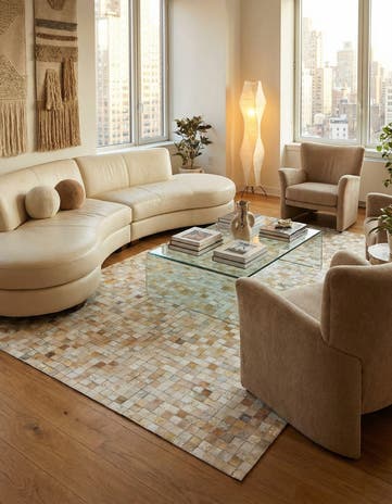 5' x 8' 1 Cowhide Leather Rug