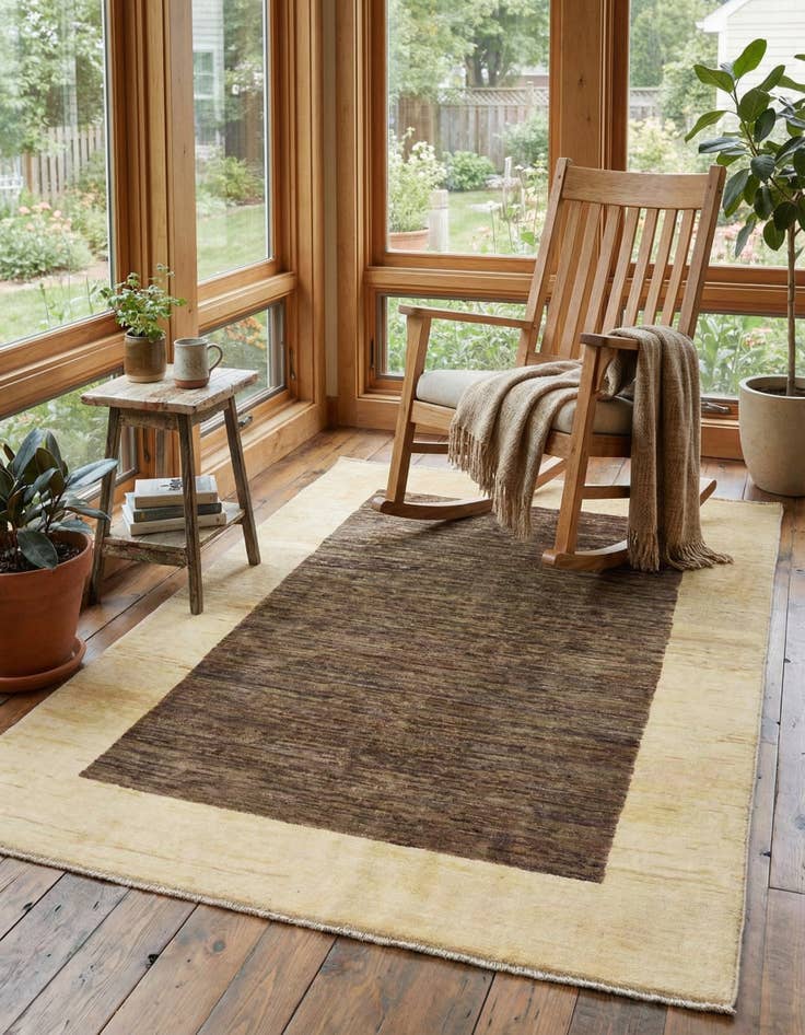 Detail image of 4' x 5' 8  Hand Knotted Modern Ziegler Rug