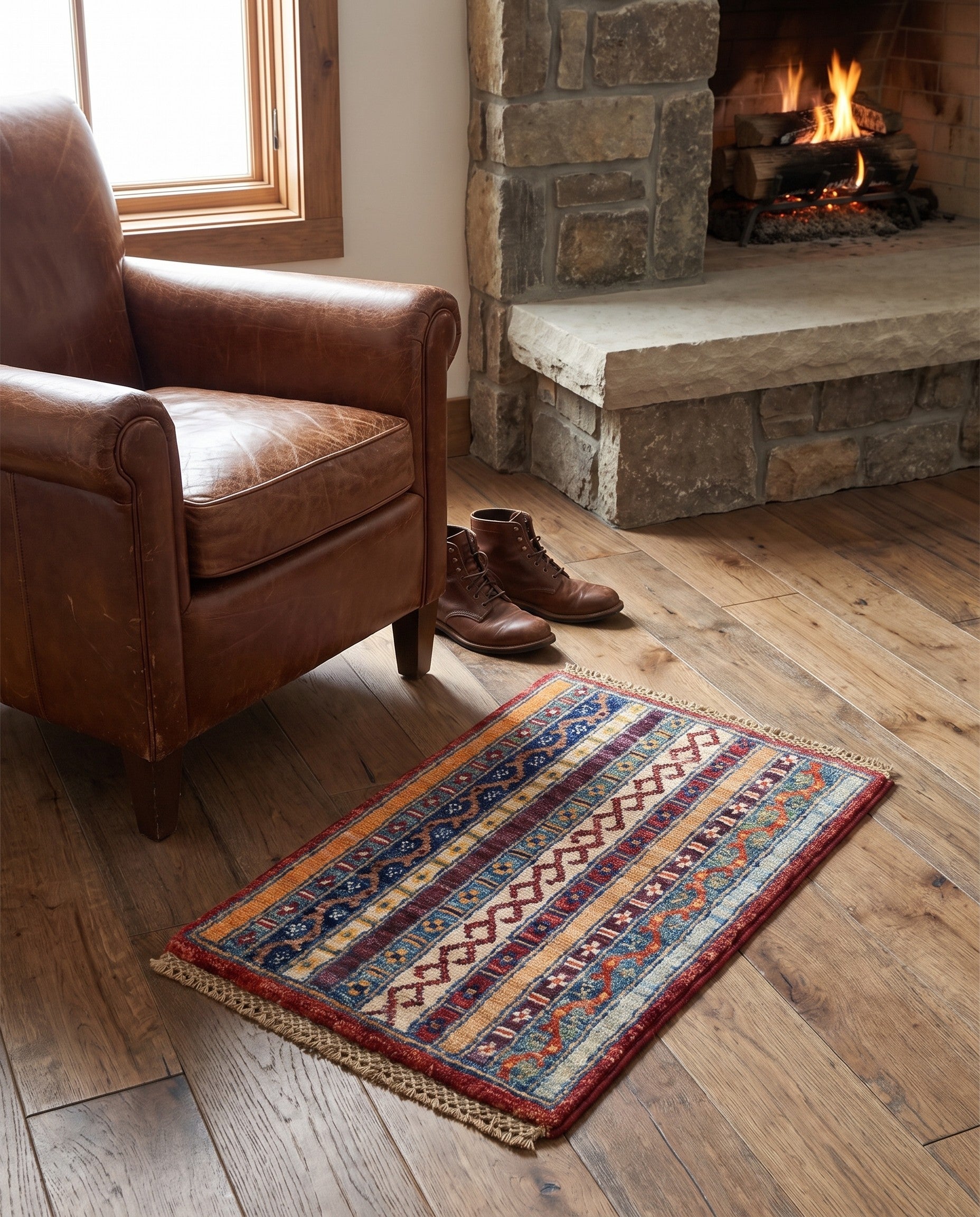 1' 4 x 2' Hand Knotted Ziegler Rug