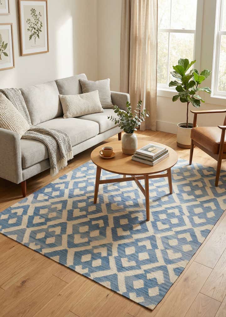 4' 6 x 5' 6 Hand Woven Kilim Modern Wool Rug