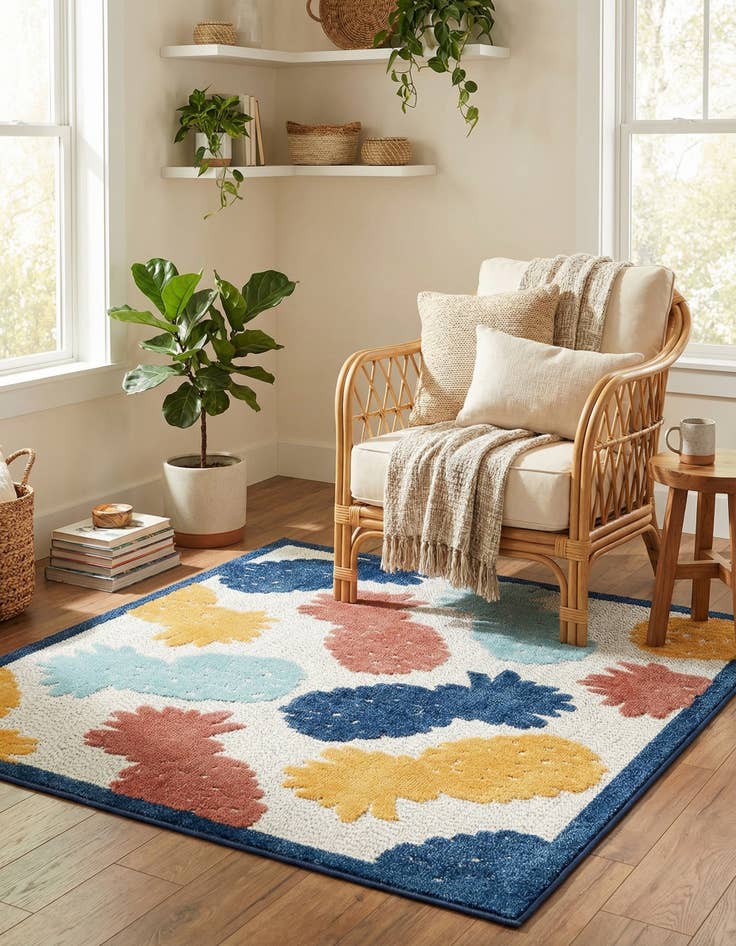 Detail image of  5' 3 x 5' 3  Washable Belize Indoor / Outdoor Square Rug