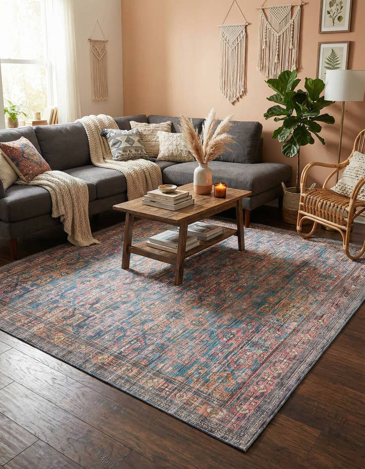 Detail image of  7' 3 x 7' 3  Washable Nostalgia Square Rug