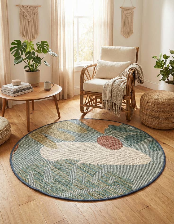 Detail image of  3' 3 x 3' 3  Washable Baja Indoor / Outdoor Round Rug