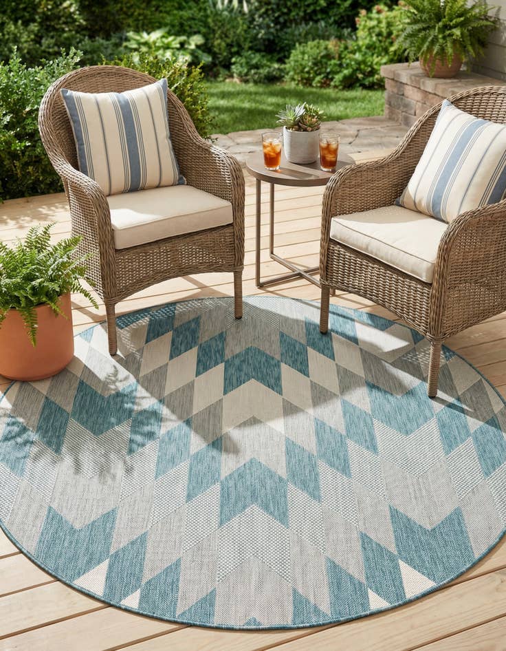 Detail image of  6' x 6'  Washable Modern Indoor / Outdoor Round Rug