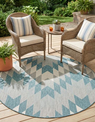 6' x 6' Easy-Clean Modern Indoor / Outdoor Round Rug