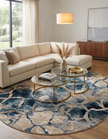 Navy Blue Gossamer Oval Rug