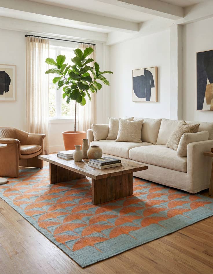 Detail image of 6' 6 x 9' 7  Hand Woven Kilim Modern Wool Rug