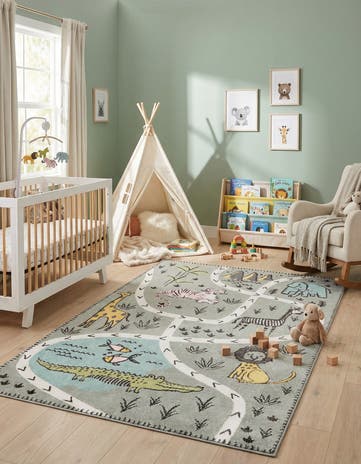 5' 3 x 8' Animals Whimsy Kids Rug