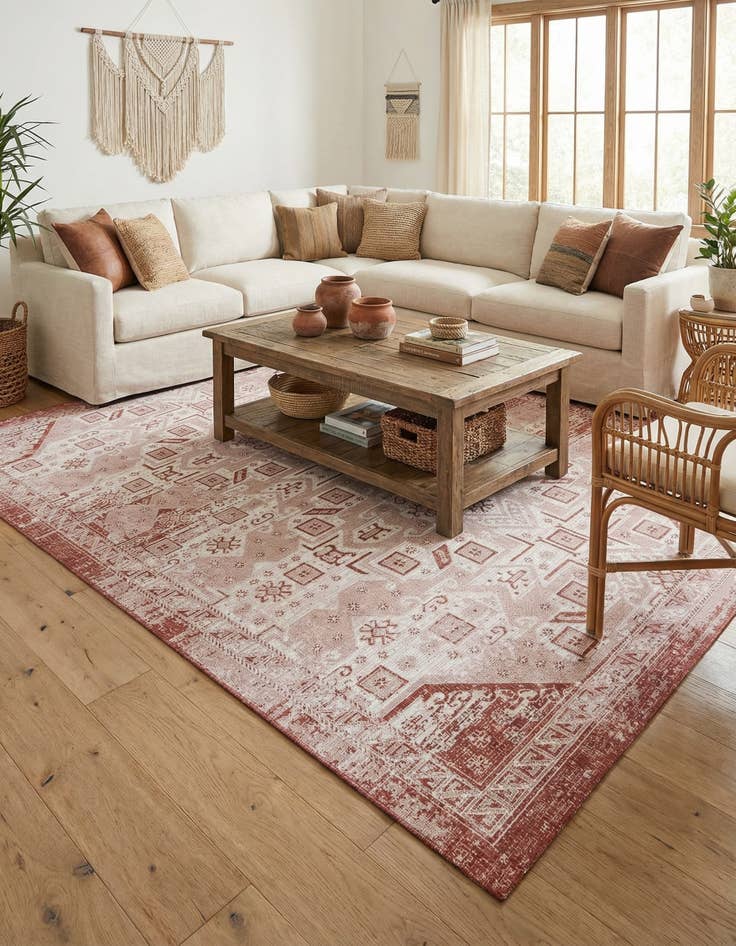 Detail image of 10' x 13'  Washable Aztec Indoor / Outdoor Rug