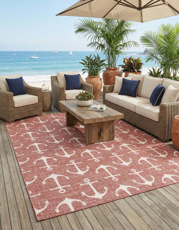 Detail image of  9' x 12'  Washable Coastal Indoor / Outdoor Rug