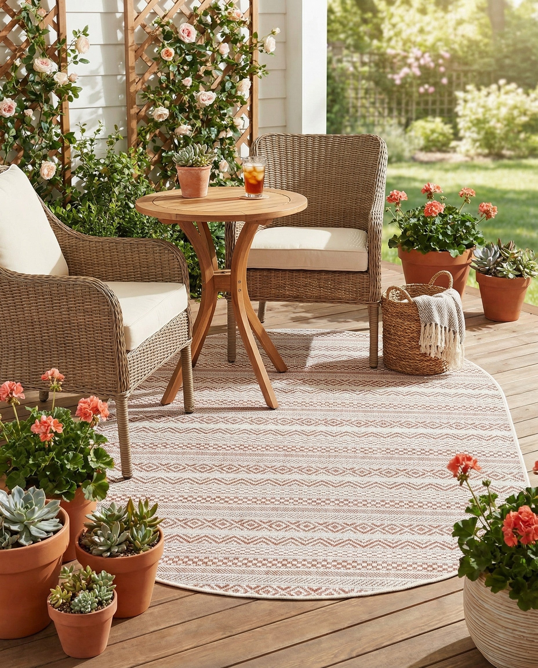  3' x 5' 3  Washable Ribbon Indoor / Outdoor Oval Rug