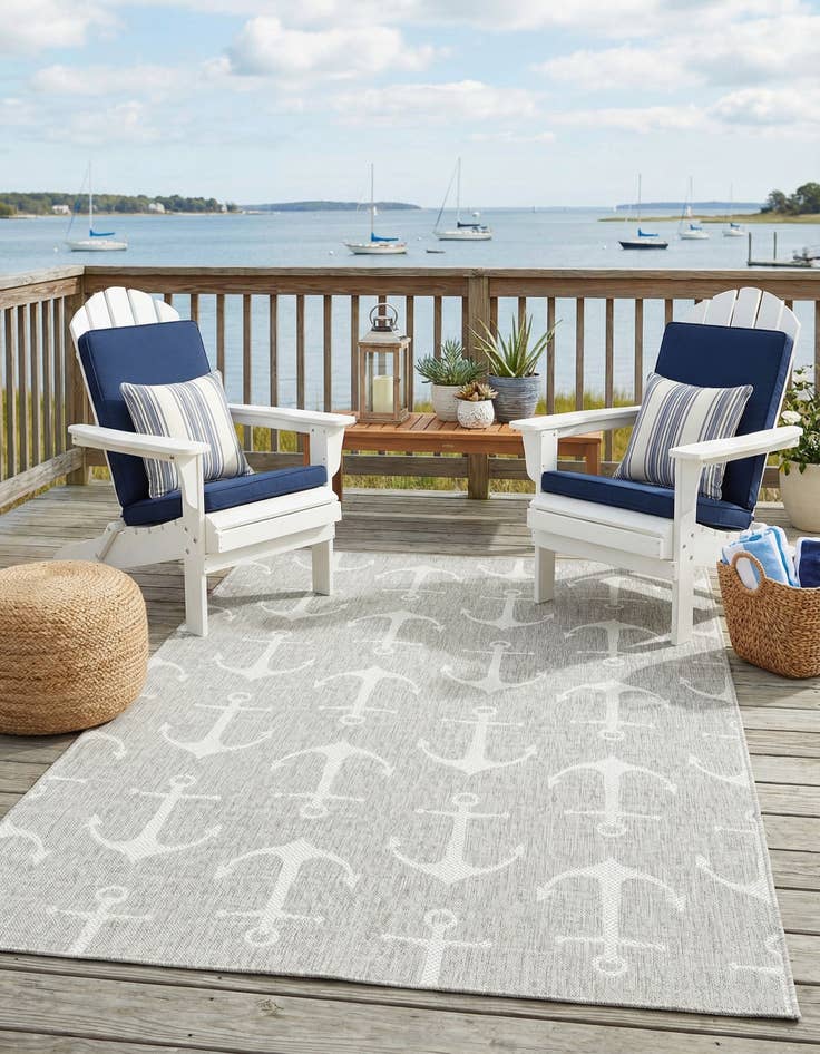 Detail image of 5' 3 x 8'  Washable Coastal Indoor / Outdoor Rug