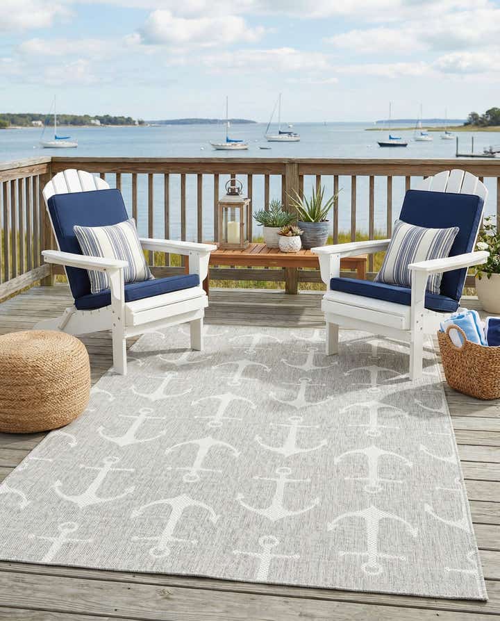 5' 3 x 8' Easy-Clean Coastal Indoor / Outdoor Rug