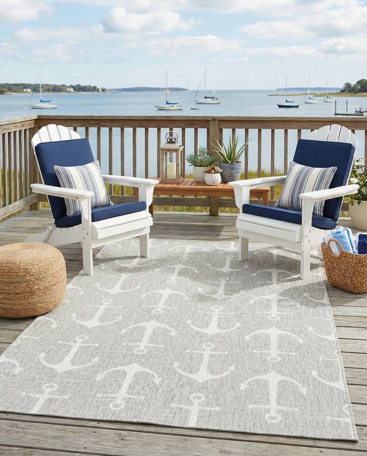 Detail image of 5' 3 x 8' Easy-Clean Coastal Indoor / Outdoor Rug