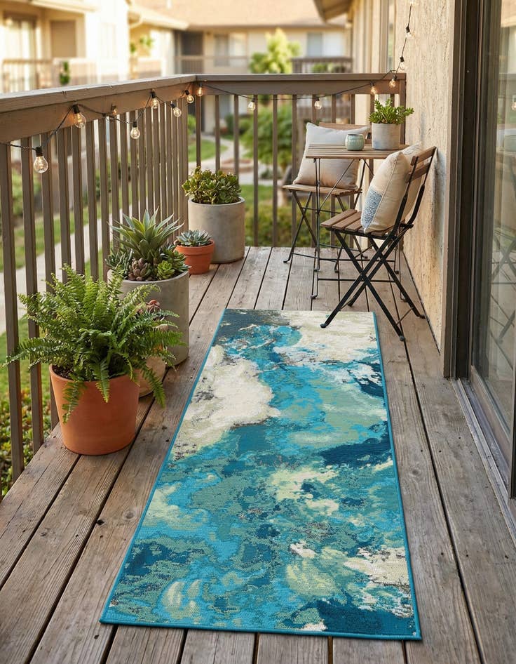 Detail image of 2' x 5' 1  Washable Modern Indoor / Outdoor Runner Rug