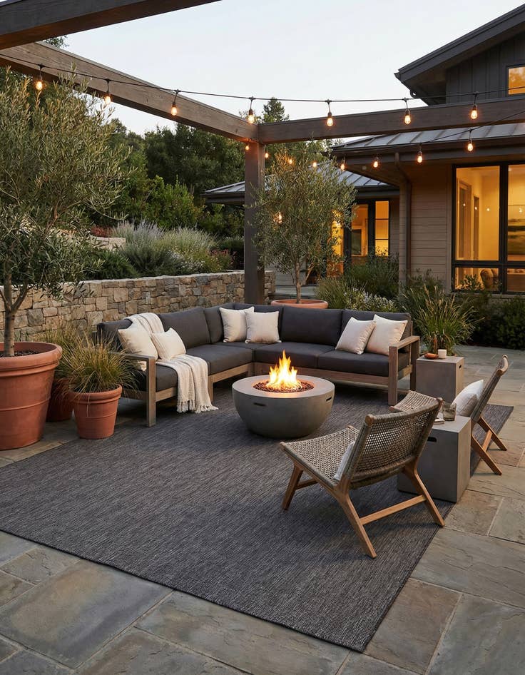 Detail image of 10' x 14' 1  Washable Solid Indoor / Outdoor Rug