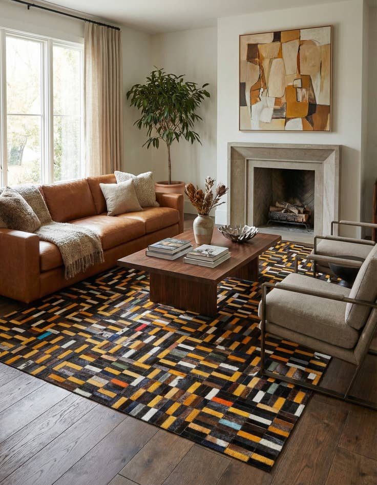 Detail image of  5' x 7' 11 Cowhide - Patchwork Rug