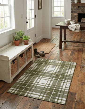 4' x 6' Easy-Clean Checkered Indoor / Outdoor Rug