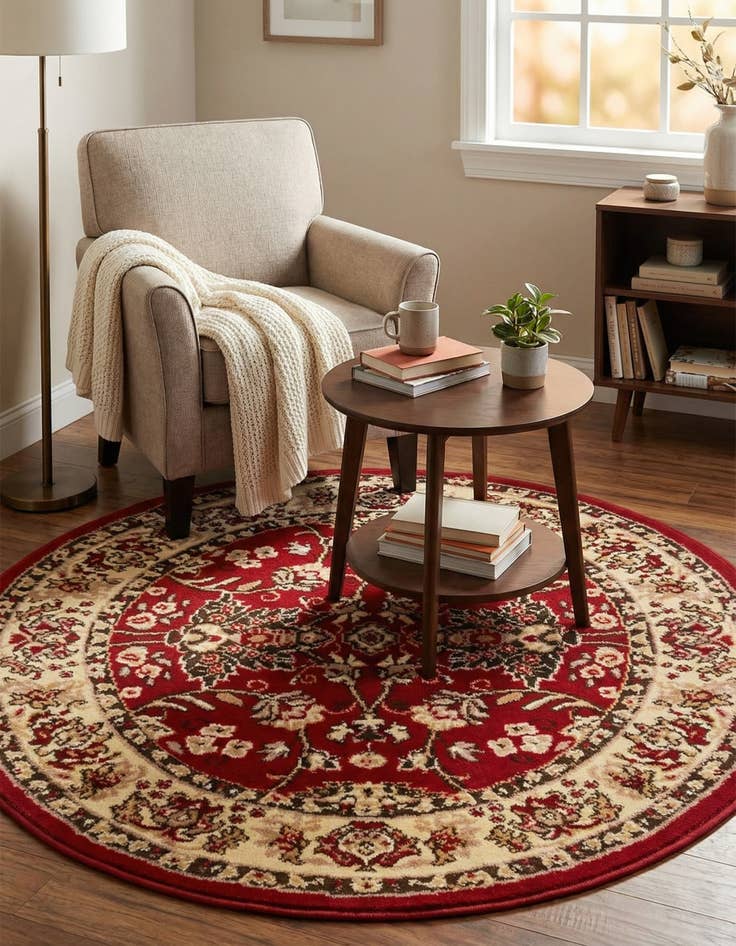 Detail image of 3' x 3' Kashan Design Round Rug