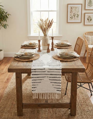 White Hand Woven Chindi Cotton Table Runner Rug