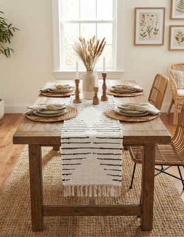 White Hand Woven Chindi Cotton Table Runner Rug