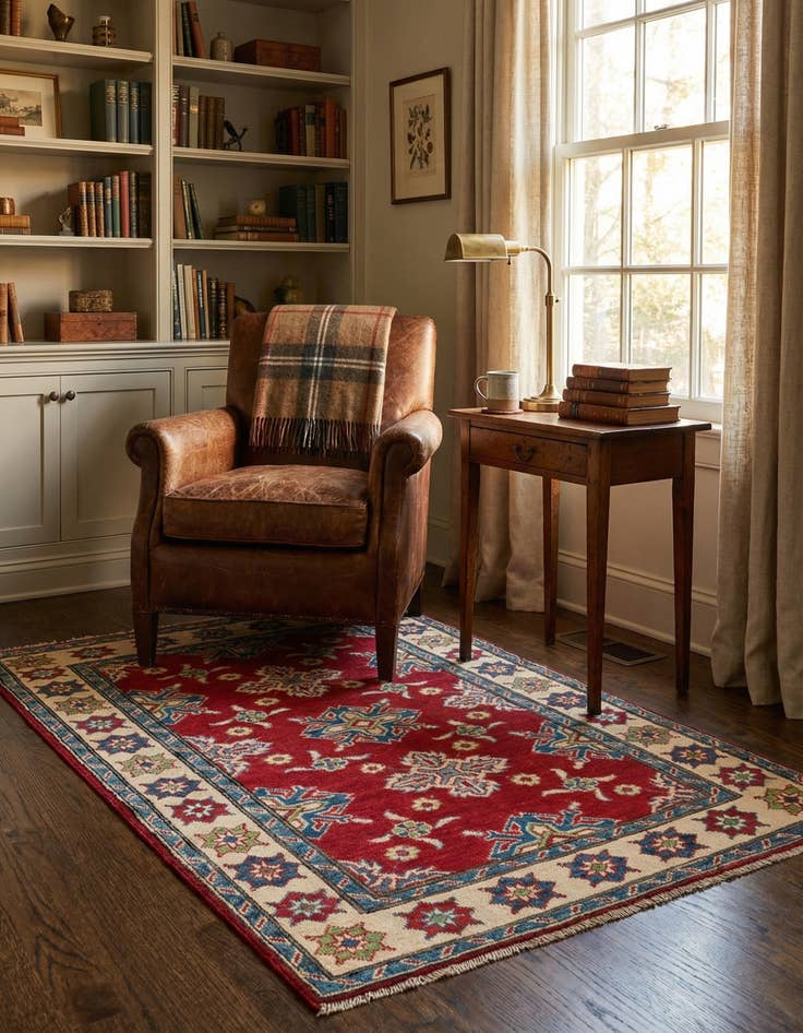 Detail image of  3' 2 x 4' 9  Hand Knotted Kazak Rug