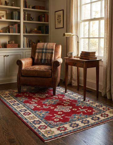 3' 2 x 4' 9 Hand Knotted Kazak Rug