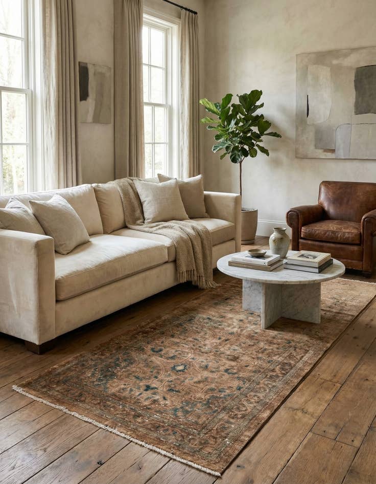 Detail image of 3' 8 x 10'  Hand Knotted Ultra Vintage Persian Wool Runner Rug