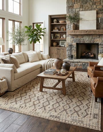 10' x 10' 4 Hand Woven Kilim Maymana Wool Square Rug