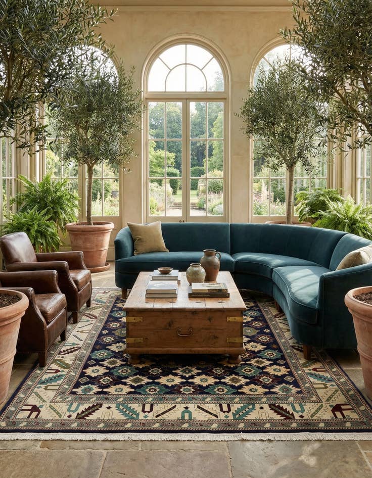 Detail image of 8' 1 x 10' 11  Hand Knotted Lesghi Wool Rug