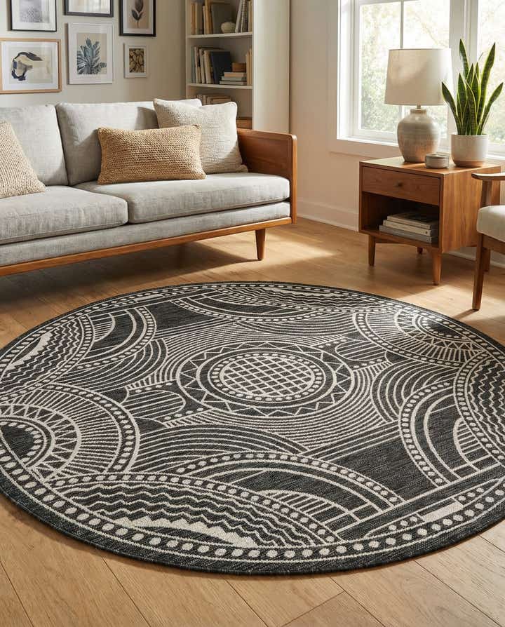 6' x 6' Easy-Clean Traditional Indoor / Outdoor Round Rug