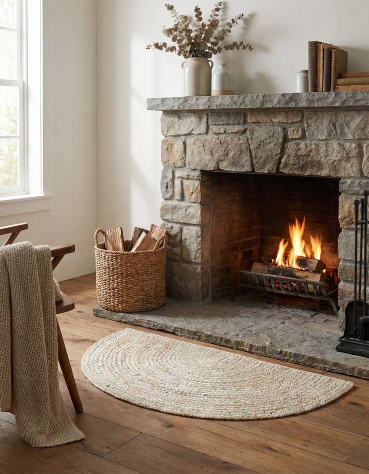 Detail image of 2' 2 x 3' 7  Hand Braided Jute Hearth Rug