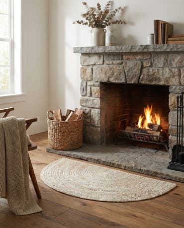  2' 2 x 3' 7  Hand Braided Jute Hearth Rug