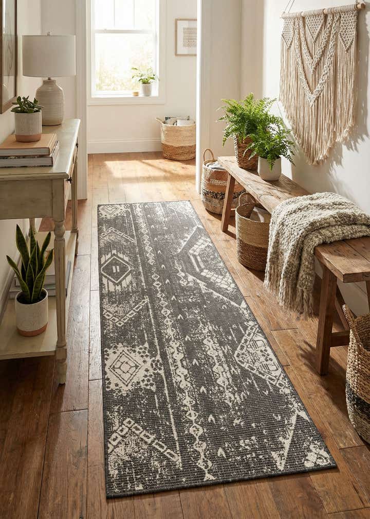2' x 8' Easy-Clean Bohemian Indoor / Outdoor Runner Rug