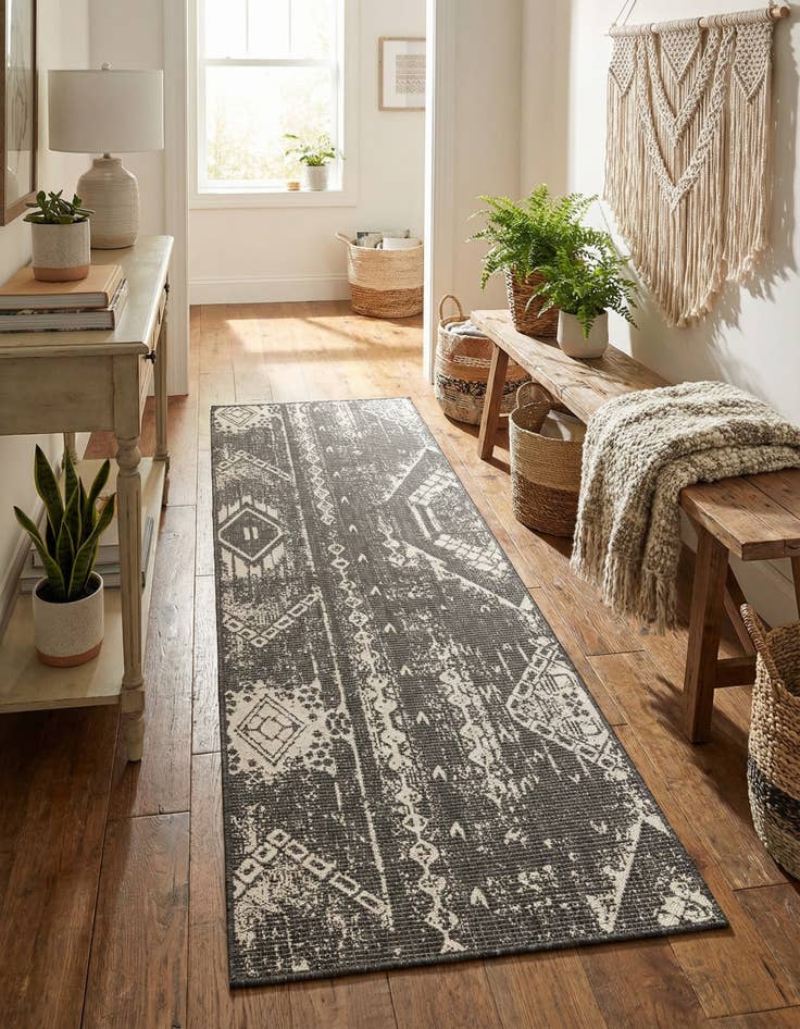 Detail image of 2' x 8' Easy-Clean Bohemian Indoor / Outdoor Runner Rug