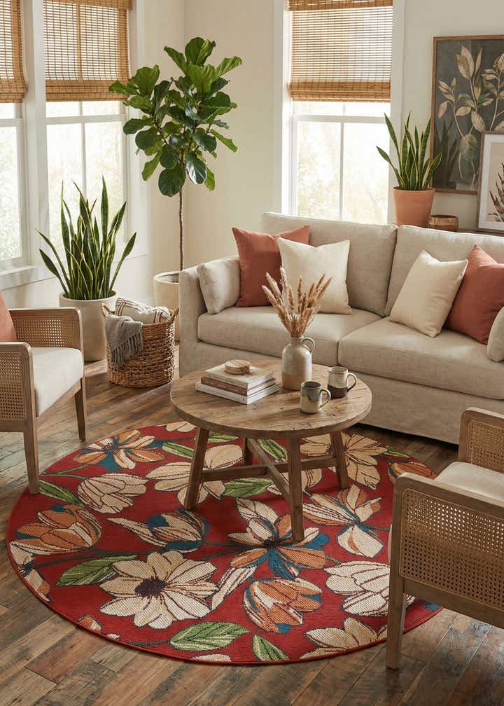7' 10 x 7' 10 Easy-Clean Baja Indoor / Outdoor Round Rug