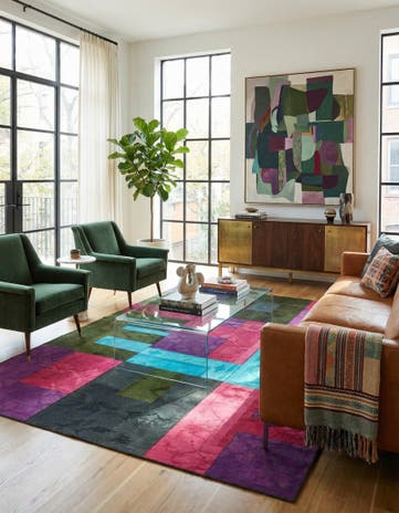 7' 3 x 10' Hand Woven Patchwork Wool Rug